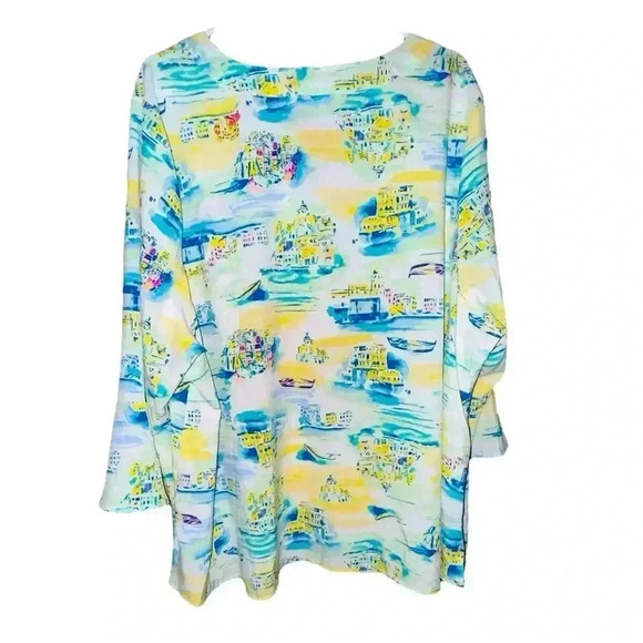 Kim Rogers Womens Floral 3/4 Sleeve V Neck Tunic Blouse Printed Design Size 3X - Picture 2 of 4